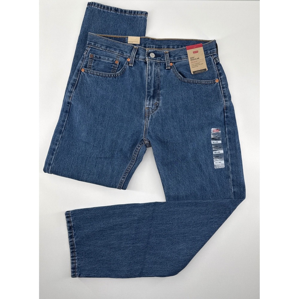 Levis 505 Regular Fit Straight Leg Mens Jeans 32x30 Medium Wash Blue 00505-4891
